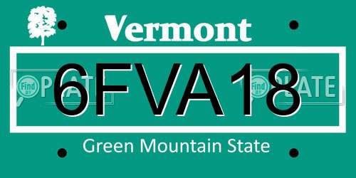6FVA18 Vermont License Plate