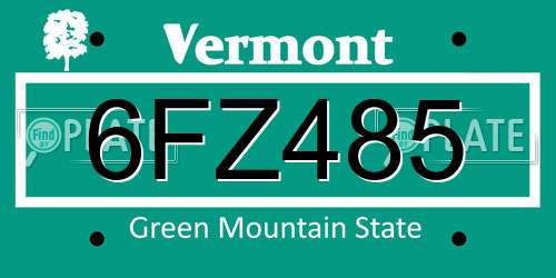 6FZ485 Vermont License Plate