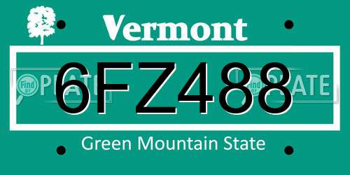 6FZ488 Vermont License Plate