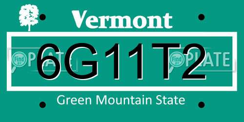 6G11T2 Vermont License Plate