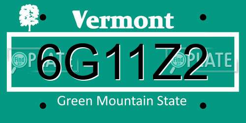 6G11Z2 Vermont License Plate