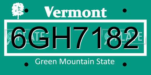 6GH7182 Vermont License Plate