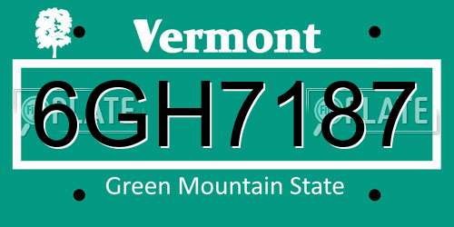 6GH7187 Vermont License Plate