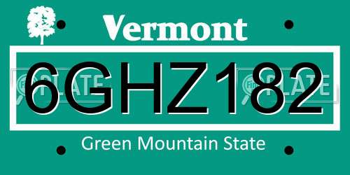6GHZ182 Vermont License Plate