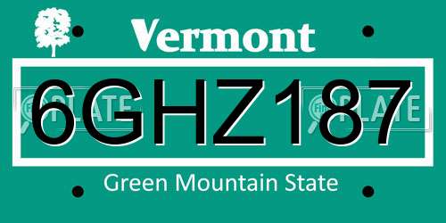 6GHZ187 Vermont License Plate