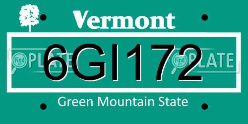 6GI172 Vermont License Plate