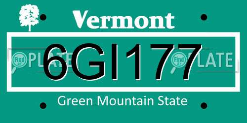 6GI177 Vermont License Plate