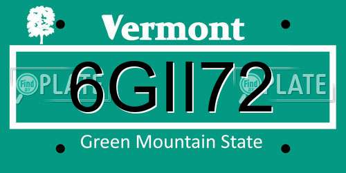 6GII72 Vermont License Plate