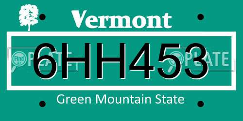 6HH453 Vermont License Plate