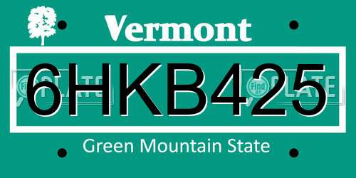 6HKB425 Vermont License Plate