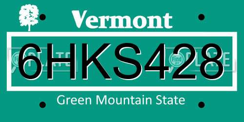 6HKS428 Vermont License Plate
