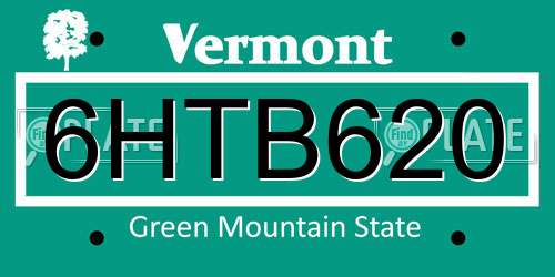 6HTB620 Vermont License Plate