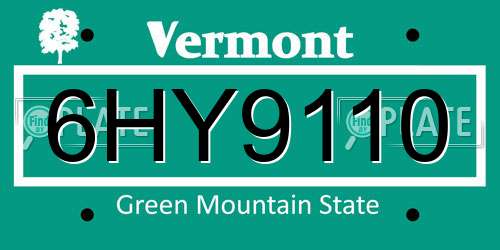 6HY9110 Vermont License Plate