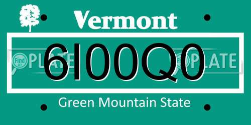 6I00Q0 Vermont License Plate