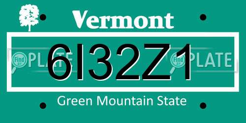 6I32Z1 Vermont License Plate