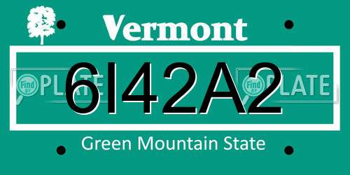 6I42A2 Vermont License Plate
