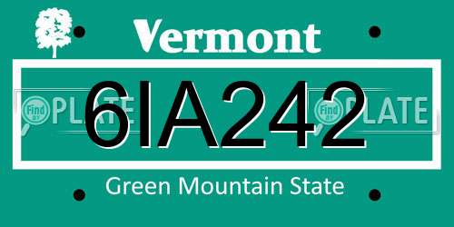 6IA242 Vermont License Plate