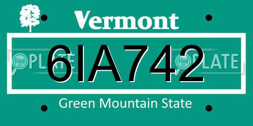 6IA742 Vermont License Plate