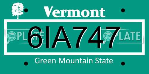 6IA747 Vermont License Plate