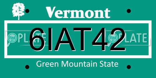 6IAT42 Vermont License Plate