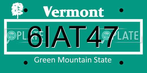 6IAT47 Vermont License Plate