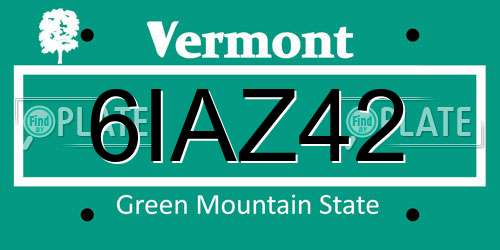 6IAZ42 Vermont License Plate