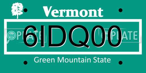 6IDQ00 Vermont License Plate