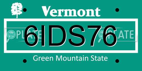 6IDS76 Vermont License Plate