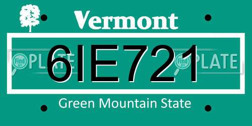 6IE721 Vermont License Plate