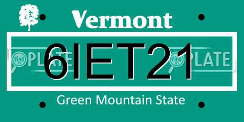 6IET21 Vermont License Plate