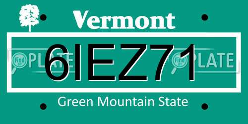 6IEZ71 Vermont License Plate