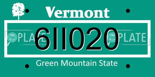 6II020 Vermont License Plate