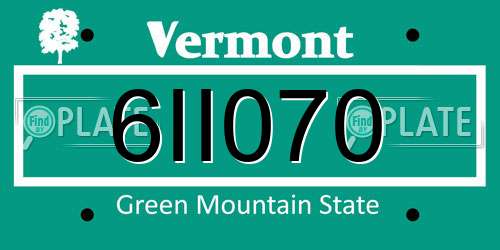 6II070 Vermont License Plate