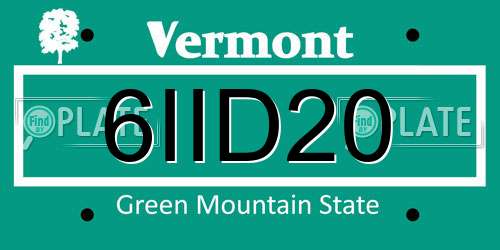 6IID20 Vermont License Plate