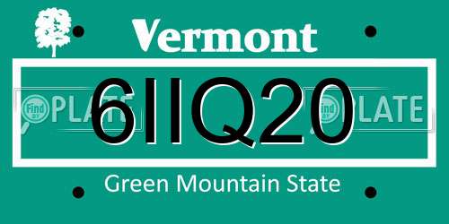 6IIQ20 Vermont License Plate