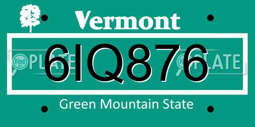 6IQ876 Vermont License Plate