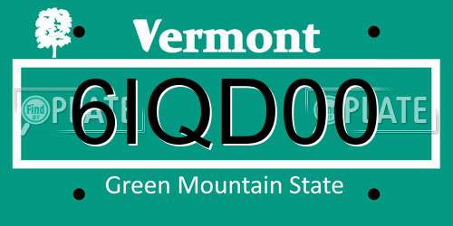 6IQD00 Vermont License Plate