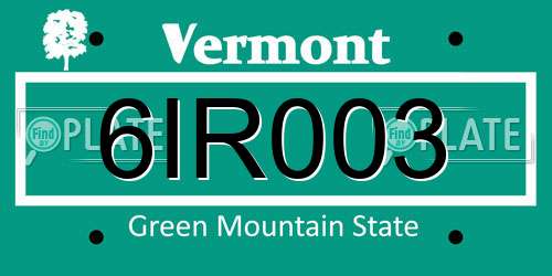 6IR003 Vermont License Plate