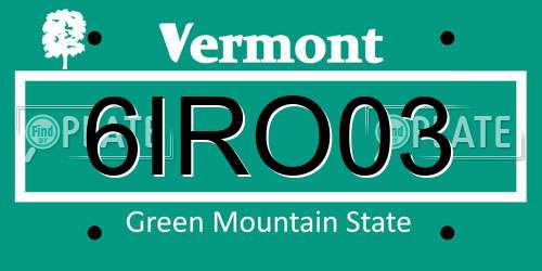6IRO03 Vermont License Plate