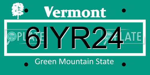6IYR24 Vermont License Plate