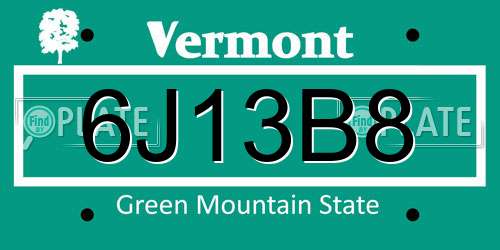 6J13B8 Vermont License Plate