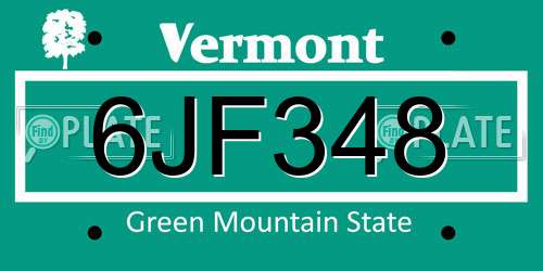 6JF348 Vermont License Plate