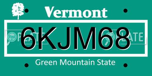 6KJM68 Vermont License Plate