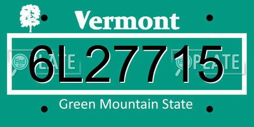 6L27715 Vermont License Plate