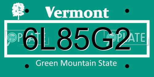 6L85G2 Vermont License Plate