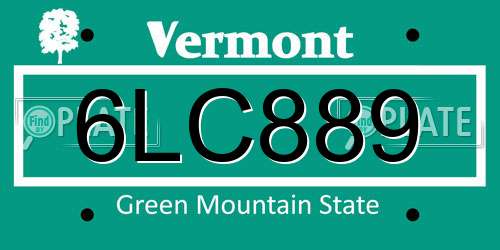6LC889 Vermont License Plate
