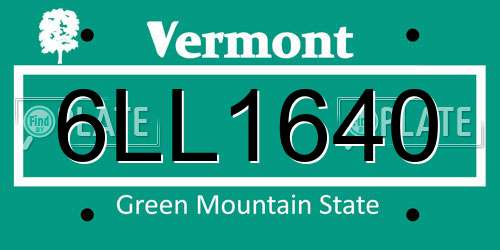 6LL1640 Vermont License Plate
