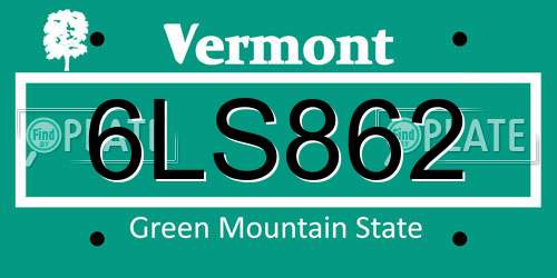 6LS862 Vermont License Plate