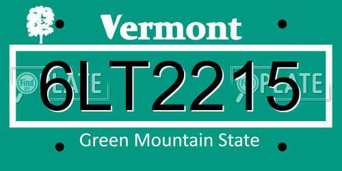 6LT2215 Vermont License Plate