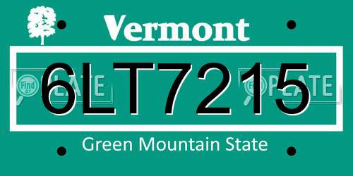 6LT7215 Vermont License Plate